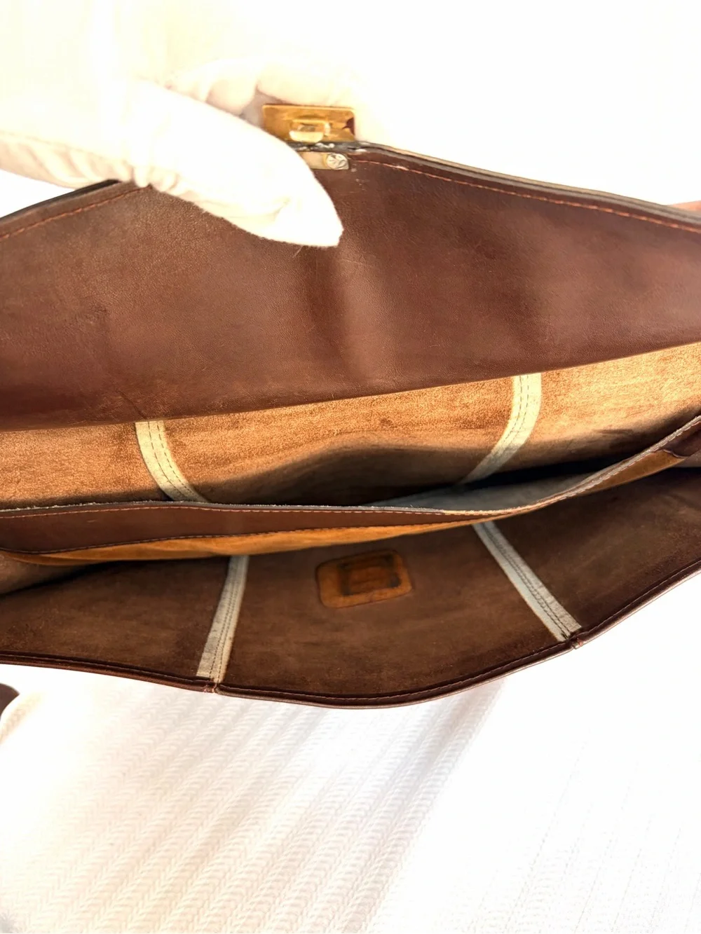 Vintage Uruguay Leather Men's Brown Oxblood Briefcase File Keep - Shoulder Strap